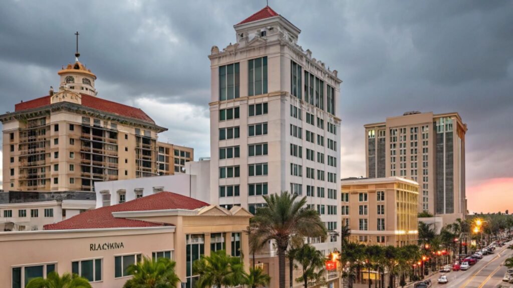 "Vista de edificios y zonas comerciales en West Palm Beach