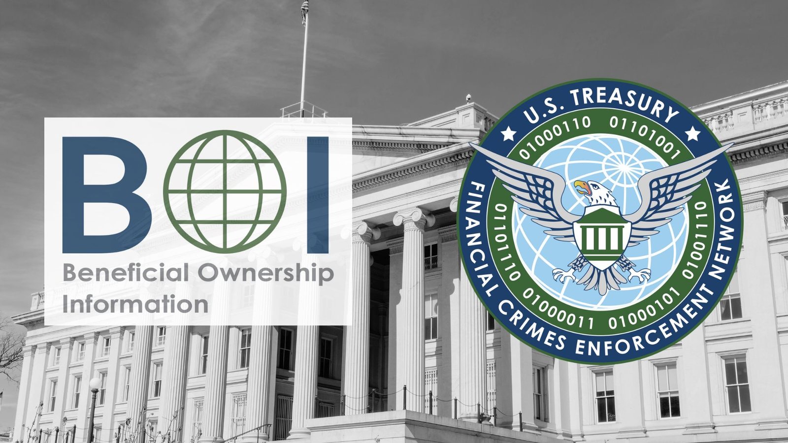 Imagen del reporte BOI con el logo de FINCEN y el fondo del Departamento del Tesoro.