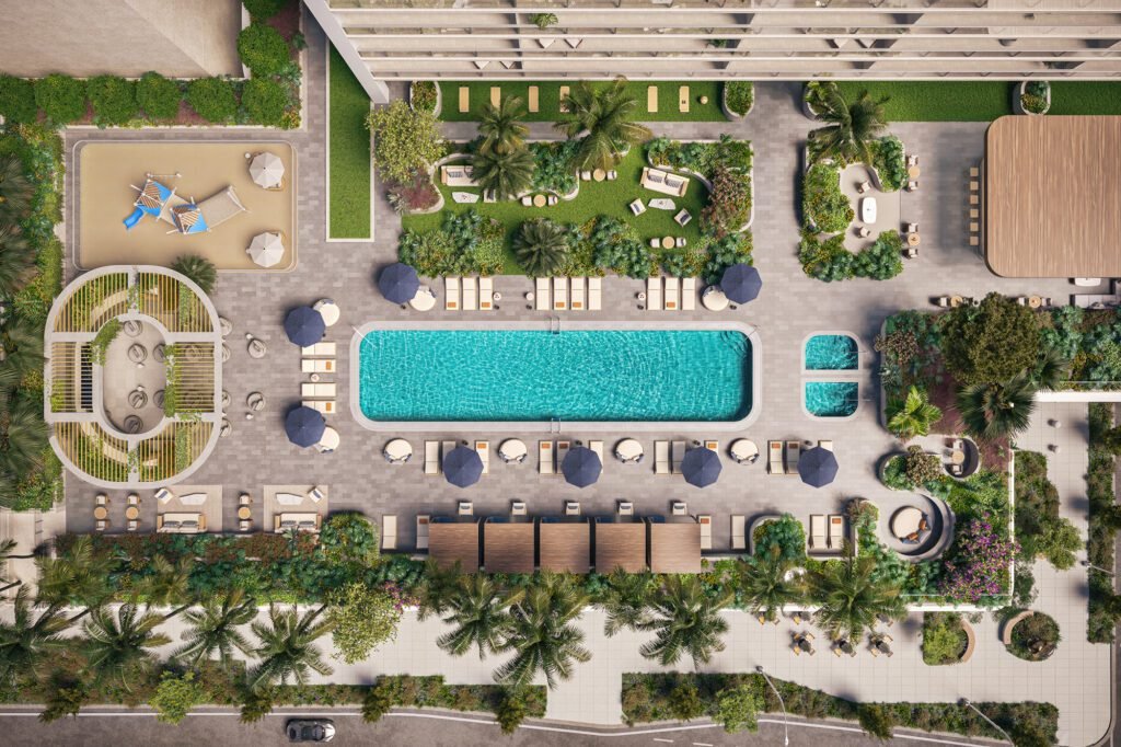Cómo la transformación urbana de Miami está impulsando el mercado inmobiliario en Palm Beach, FL 27 Vista aérea de MR C Residences en West Palm Beach, Florida.