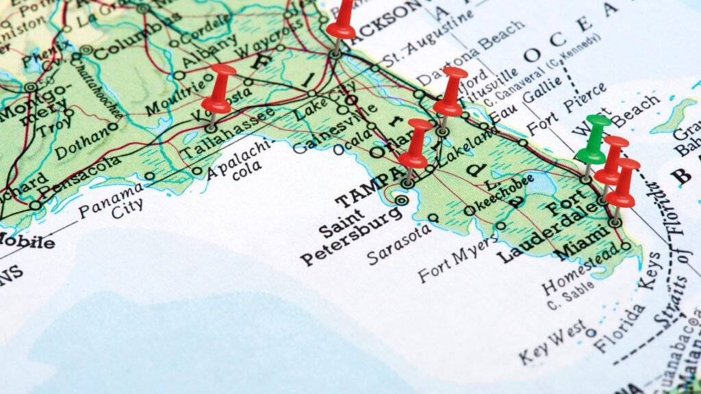Carreras que NO se homologan para trabajar en la Florida: Guía 2025 para profesionales que buscan establecerse en Palm Beach, Florida 1 Mapa de Florida con profesiones sin homologación