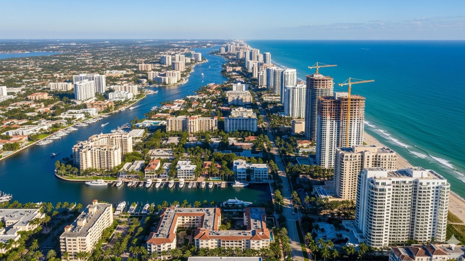 Vista aerea de Palm Beach, Florida, el mercado inmobiliario se mantiene fuerte.