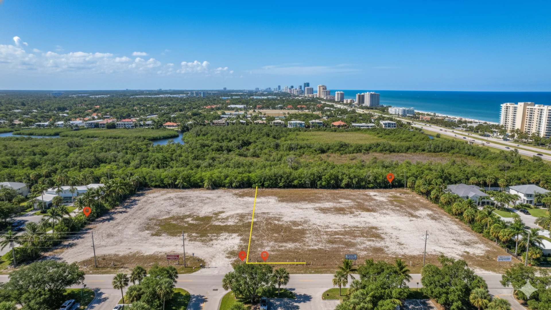 Terreno comercial estratégico para inversión rentable en Palm Beach Florida.