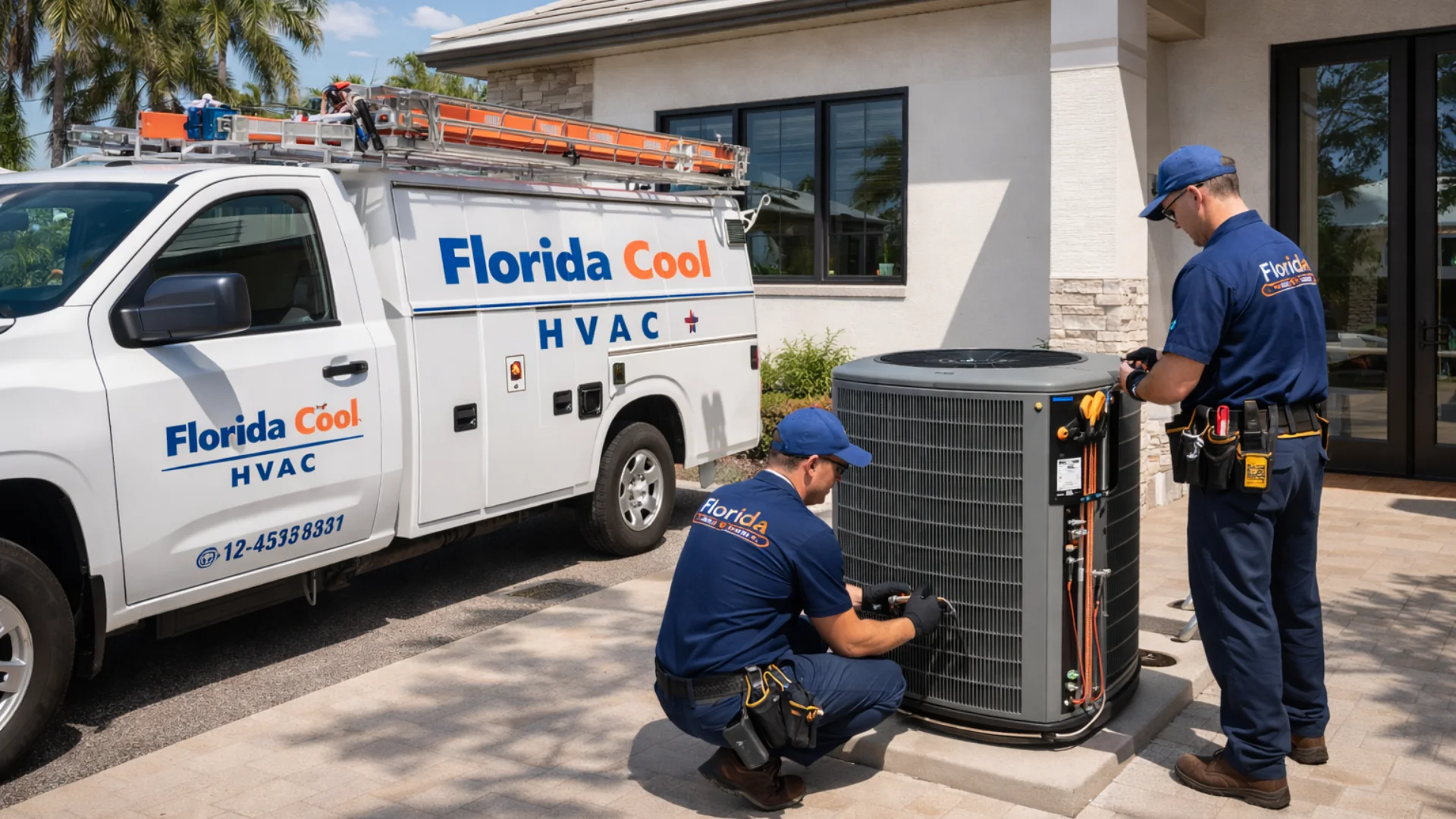 Inicio 3 Unidades modernas de aire acondicionado HVAC en residencia de Florida.
